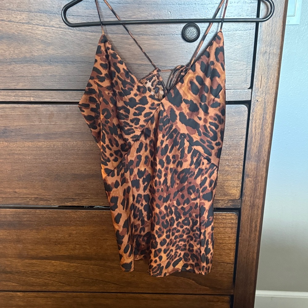 a new day Leopard Print Satin Camisole in Brown & Black